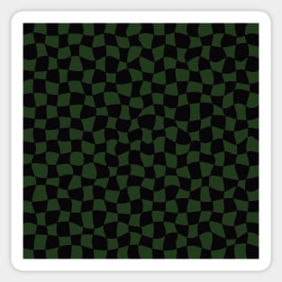 Warped Checkerboard, Black and Green Sticker